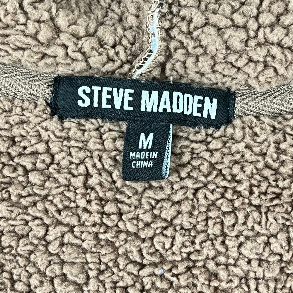 Steve Madden Sherpa Jacket Size M Hooded Cozy Boho Westerncore Winter Essential - Picture 2 of 10
